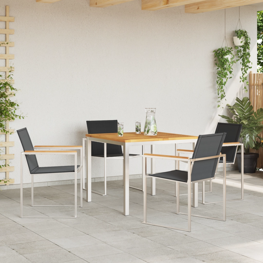 Set da Pranzo da Giardino  in Legno Massello di Teak in 5 Pezzi