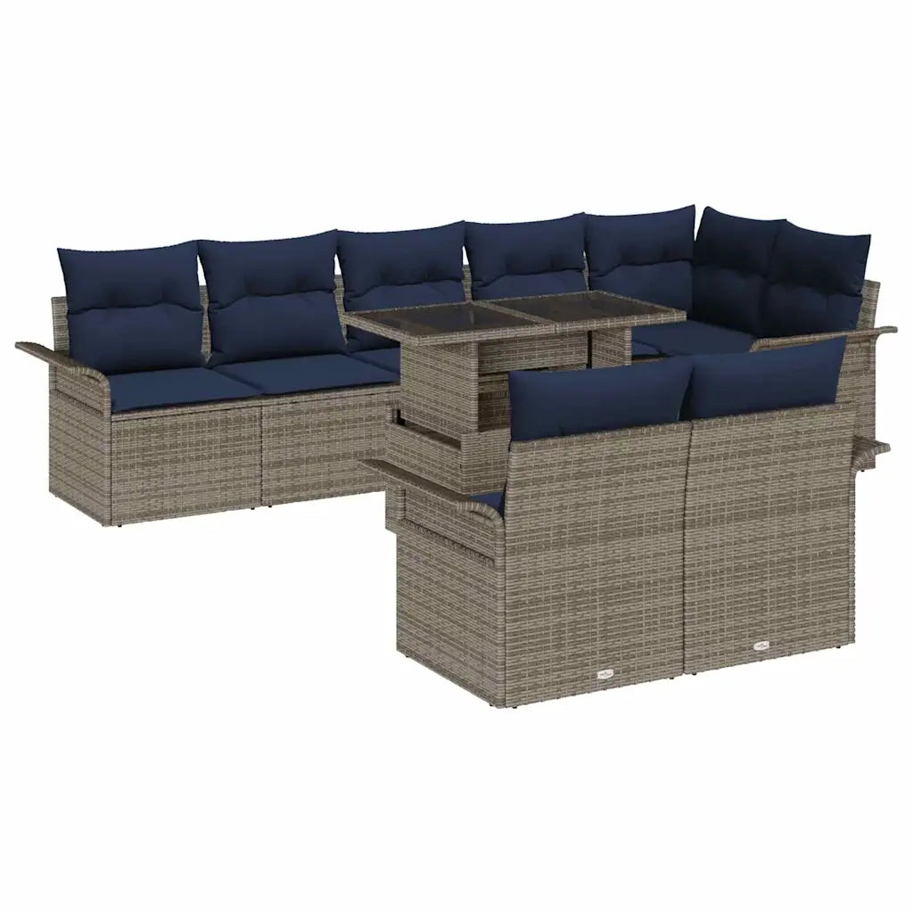 Set Divano da Giardino 9 pcs Grigio Rattan in Polipropilene 3357048