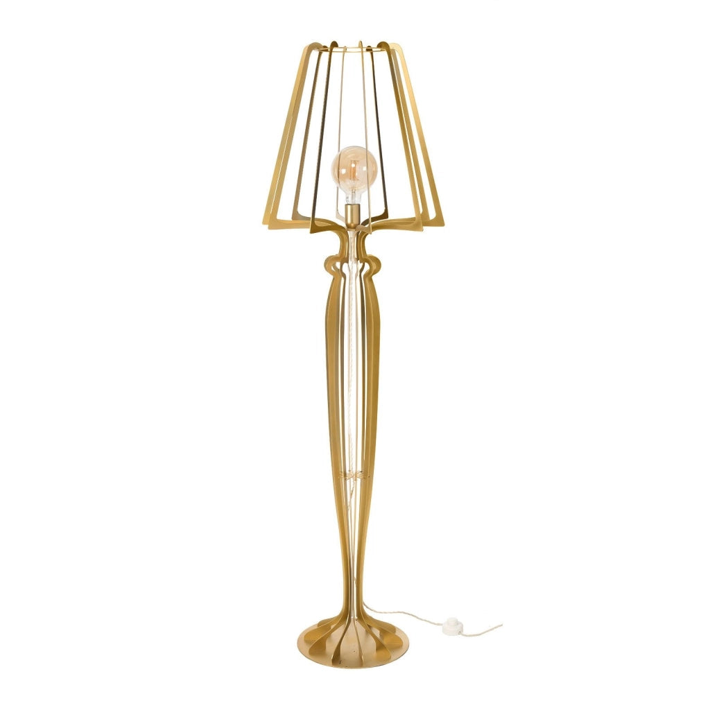 Lampada moderna da terra per soggiorno Minerva Oro trasparente