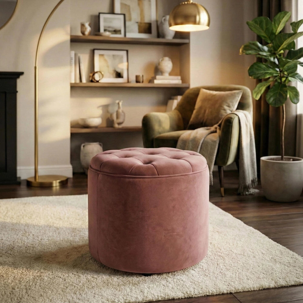 Pouf Contenitore Pantin In Velluto rosa