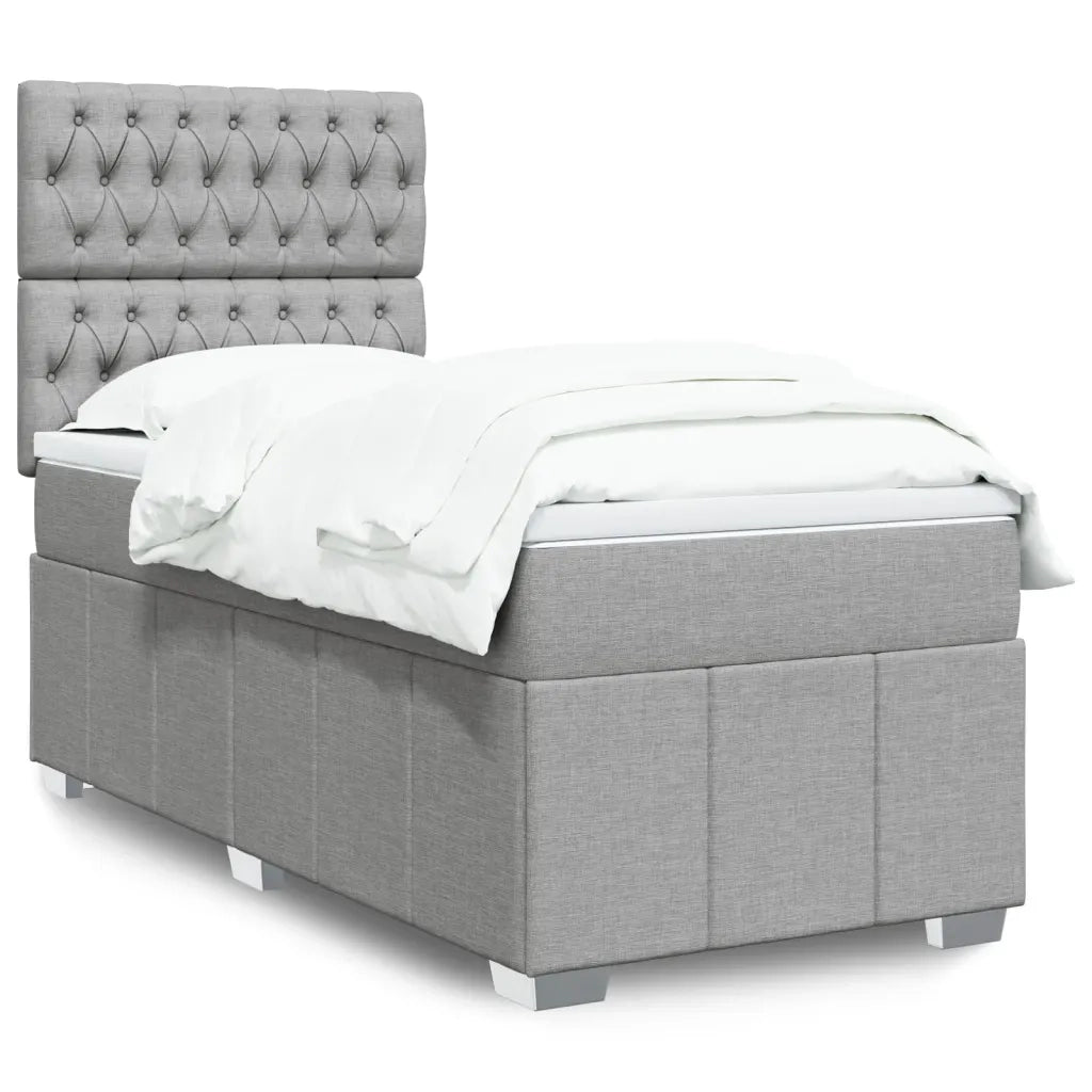 Giroletto a Molle con Materasso Grigio Chiaro 90x200 cm Tessuto
