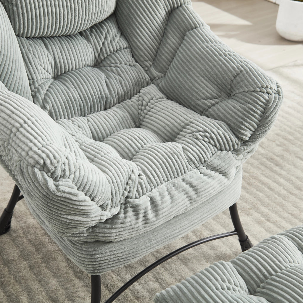 Poltrona relax con poggiapiedi, poltrona lounge moderna con braccioli e tasca laterale, divano imbottito per il tempo libero, poltrona da lettura con