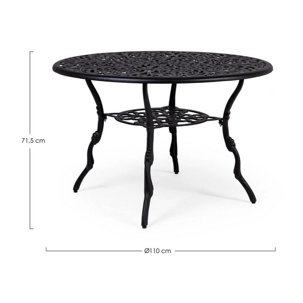 Tavolo da Giardino Rotondo in Alluminio Pressofuso con Decori - REGENCY