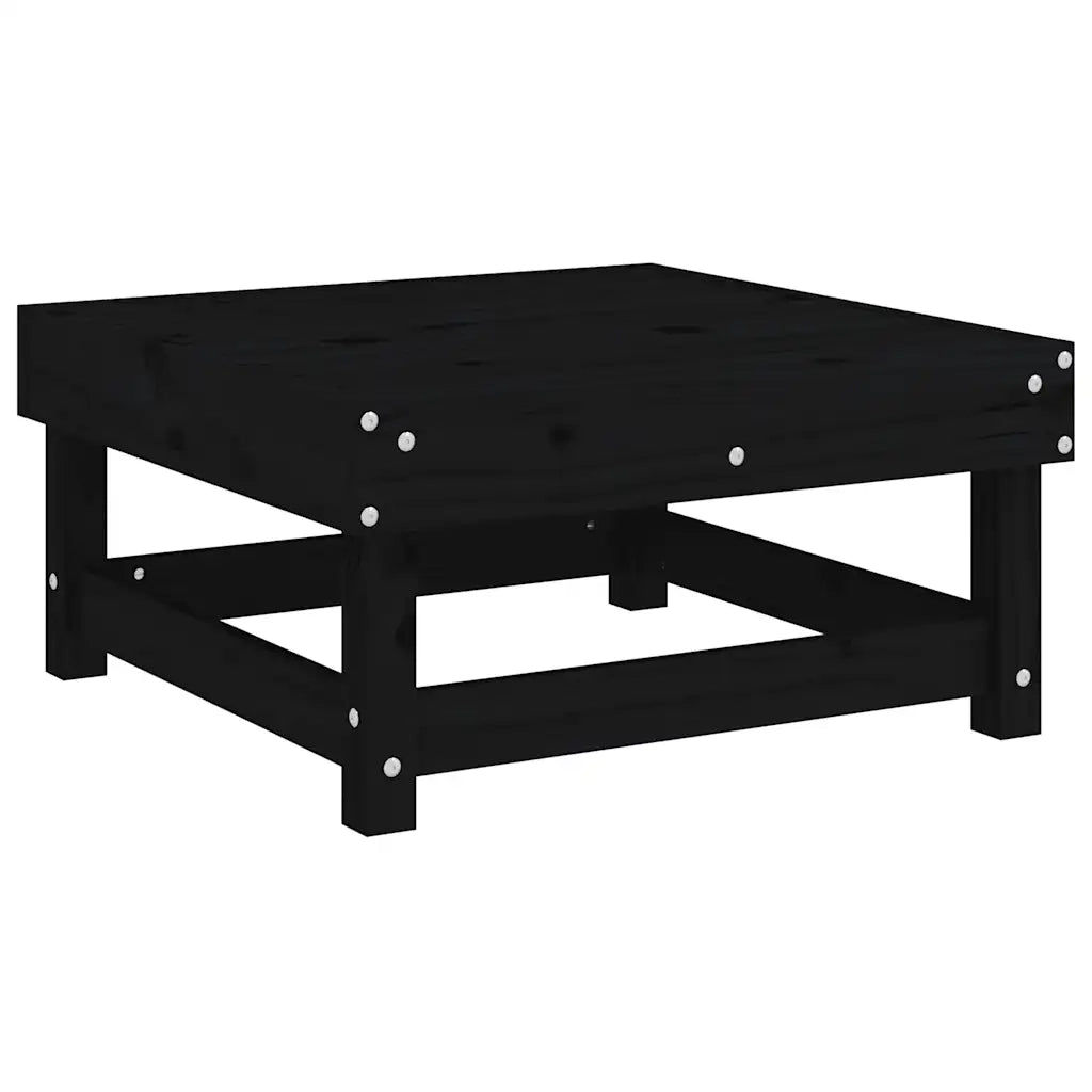 Poggiapiedi Giardino con Cuscini 2pz Legno Massello Pino Nero