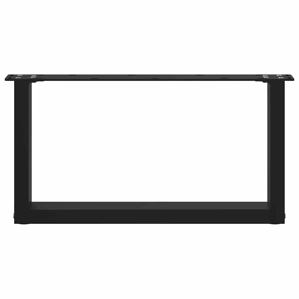 Set di 2 gambe per tavolino a forma di U 70 x 30 cm con pratici piedini livellatori design moderno in acciaio nero 02_0057384