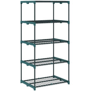 Supporto per piante a 5 ripiani, alto 138 cm, supporto per fiori per interni ed esterni, ripiano in acciaio, verde scuro.
