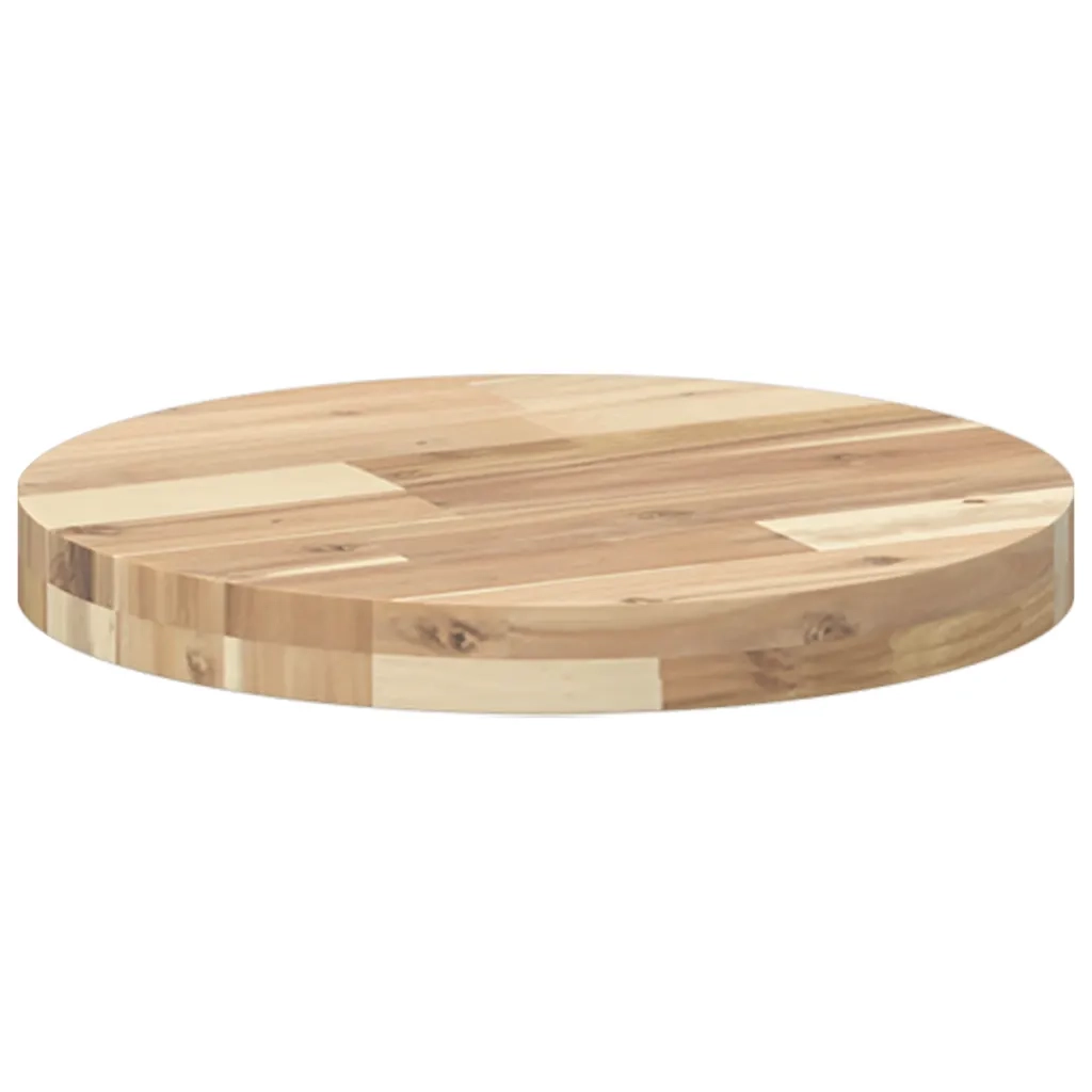 Piano Tavolo Rotondo Ø40x4 cm in Legno Massello di Acacia 4008688
