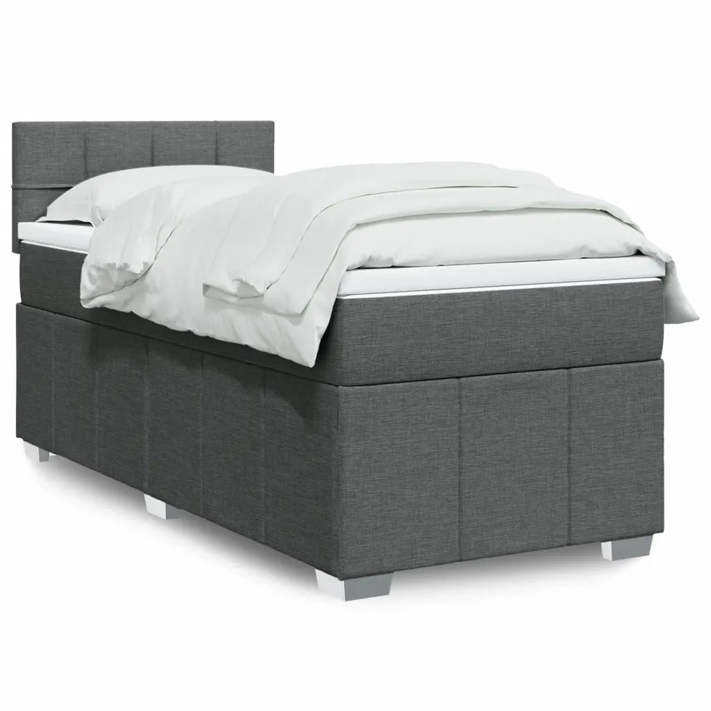 Giroletto a Molle con Materasso Grigio Scuro 100x200 cm Tessuto 3286980