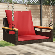 Panchina Dondolo con Cuscini Marrone 63x62x40 cm in Polyrattan