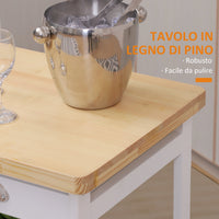 Carrello da Cucina con Cassetti e Portabottiglie Legno e Bianco