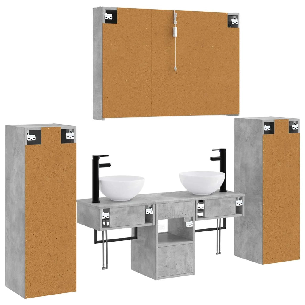Set di mobili per il bagno 6 pcs Grigio Cemento 3407122