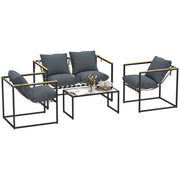 Set da giardino 4 pezzi con poltrone e divano ¨C zephmum ¨C grigio in acciaio e poliestere