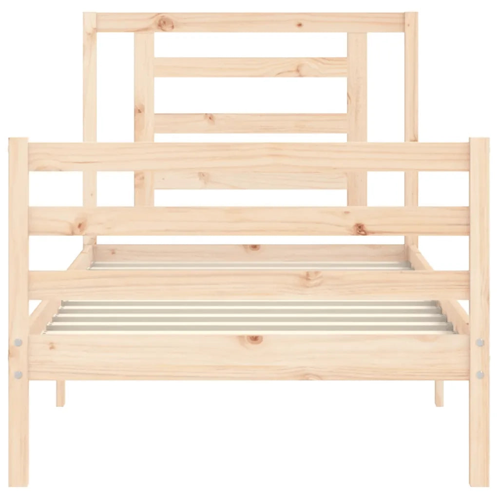 Giroletto con Testiera Single-Struttura Letto in Legno Massello 325280