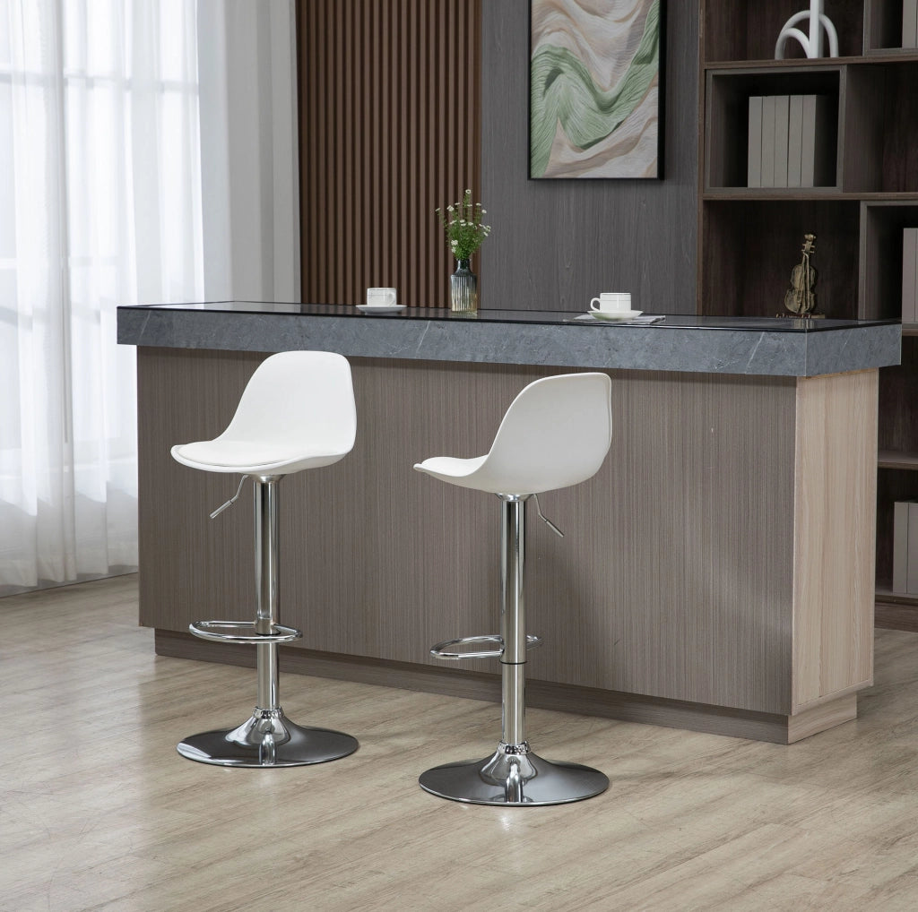 Set di 2 sgabelli da bar 42x38x82-104 cm regolabili in altezza in pelle sintetica bianco