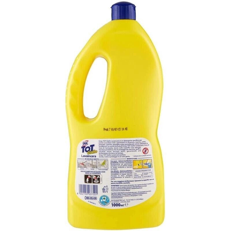 SET 12 CONFEZIONI SMAC TOT GIALLO DETERGENTE LAVAINCERA CON CERA DI CARNUBA 1 LT