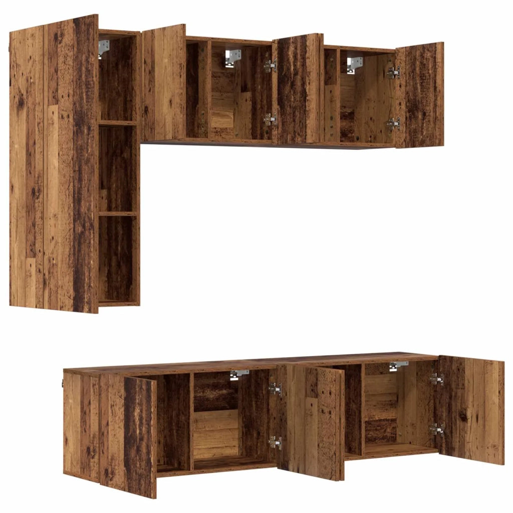 Unità TV da Parete 5 pcs Legno vecchio Legno multistrato