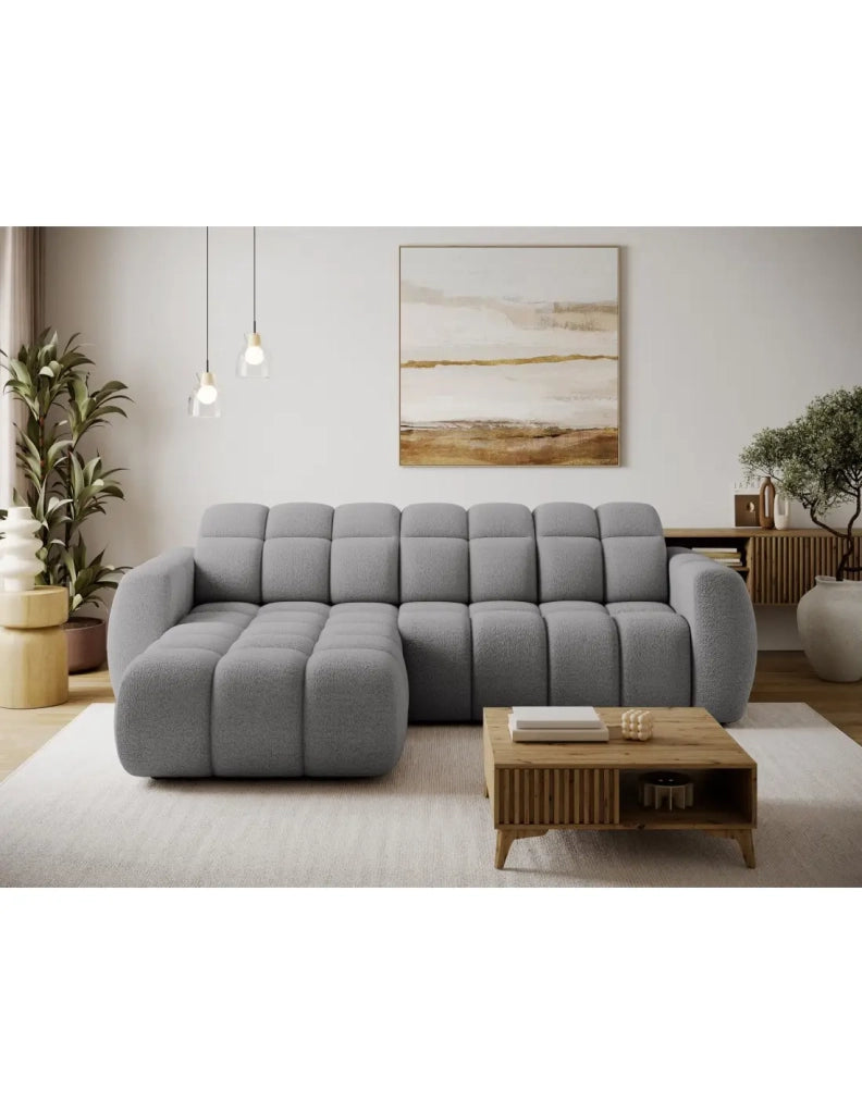Divano ad angolo elettrico FANOTI 3 posti grigio – angolo sinistro