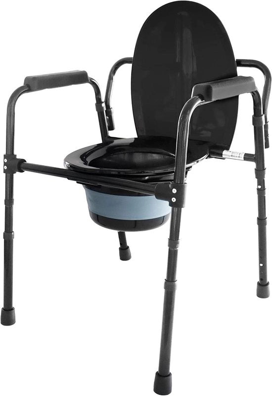 Sedile per Disabili per Anziani - Regolabile in Altezza 3 in 1 con Tazza - Nero