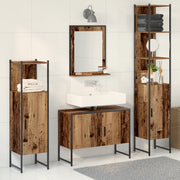 Set di Mobili da Bagno 4 Pezzi Legno Invecchiato Legno Ingenerizzato