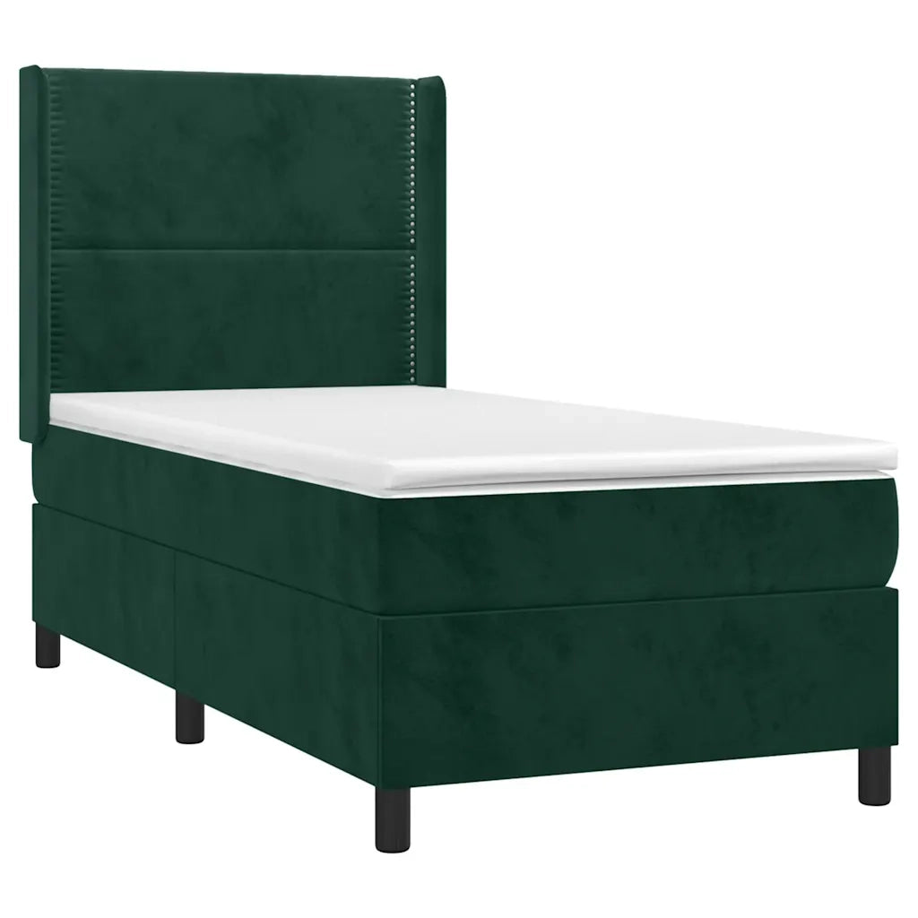 Giroletto a Molle con Materasso Verde Scuro 100x200 cm Vellutocod mxl 122639