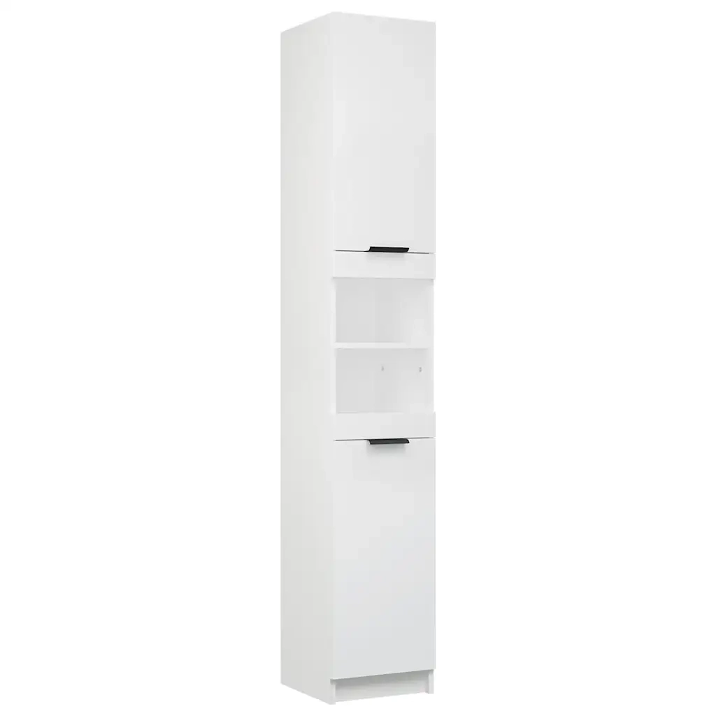 Armadietto da Bagno Bianco 32x34x188,5 cm in Legno Multistrato 811322