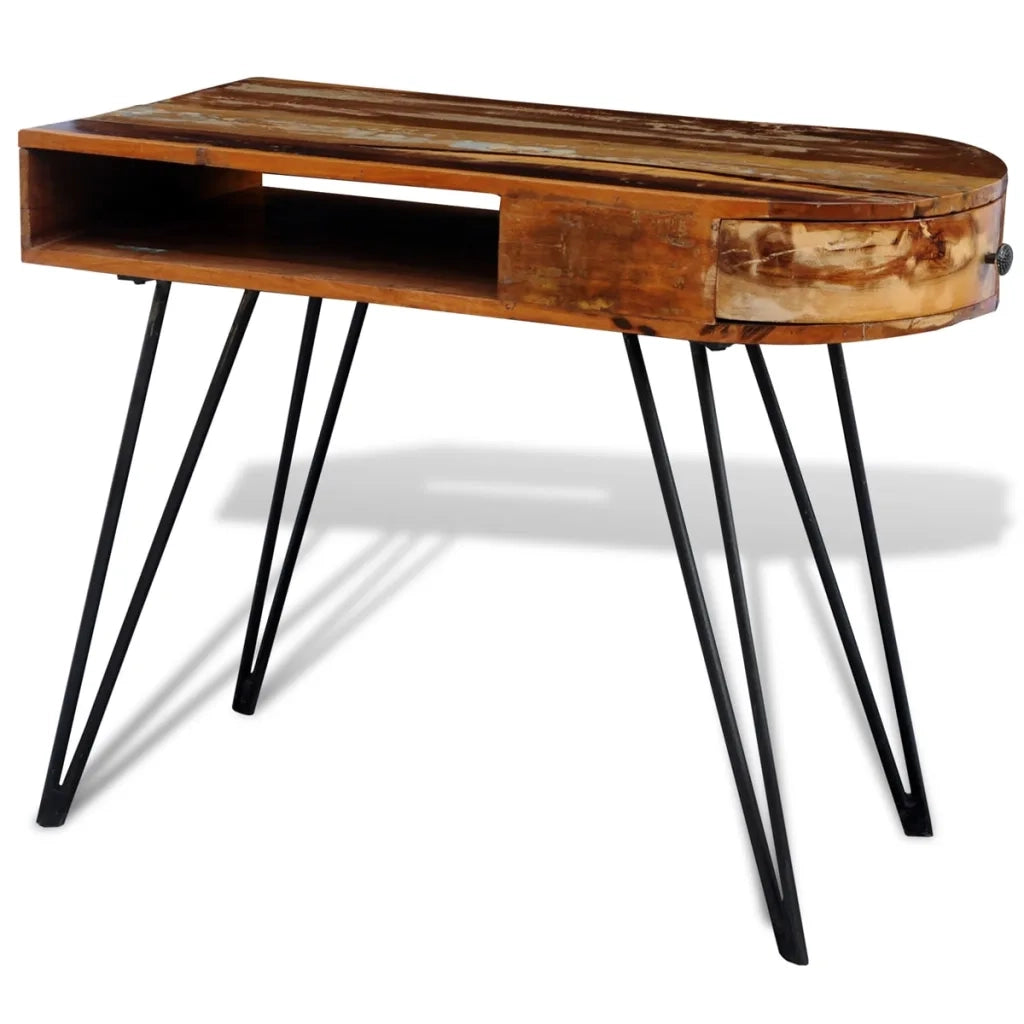 Scrivania in Legno Massello di Recupero con Gambe in Ferrocod mxl 73063