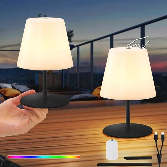 Lampada da Tavolo Mini - Senza Fili, Ricaricabile con Luce Calda e 7 Colori per Interno e Esterno