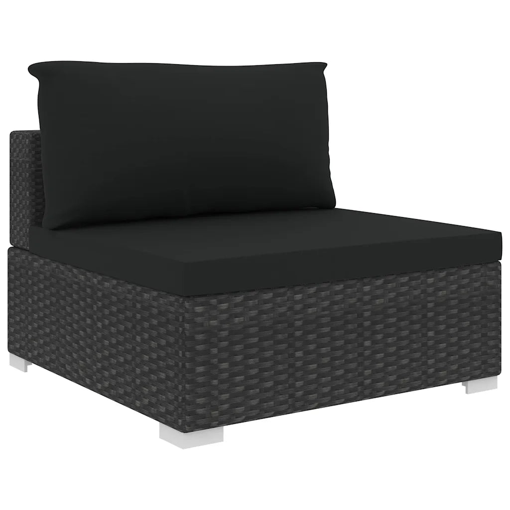 Set Divani da Giardino 8 pz con Cuscini in Polyrattan Nero 48314