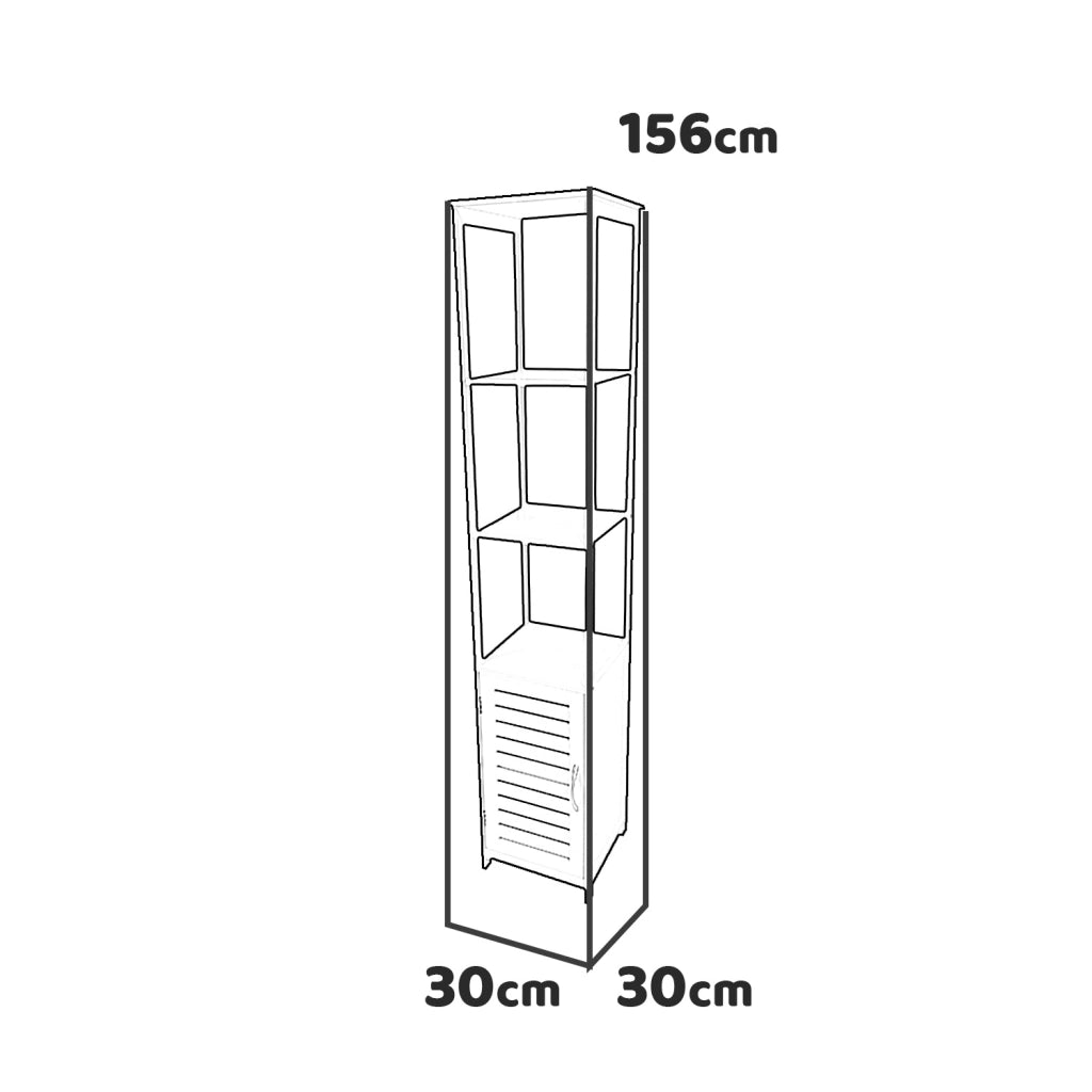 Adelaide - colonna multiuso con 1 anta e 2 ripiani - 30x30x156h cm bianco