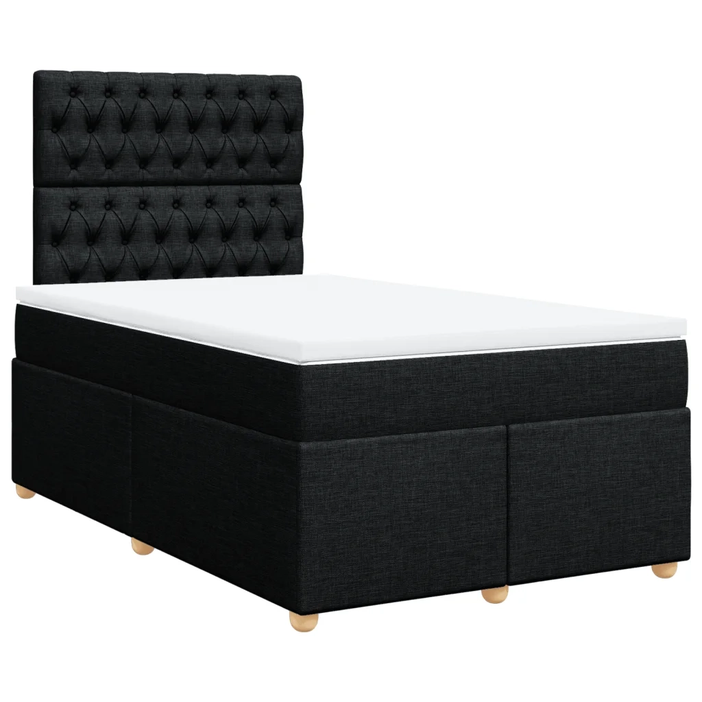Giroletto a Molle con Materasso Nero 120x200 cm in Tessuto