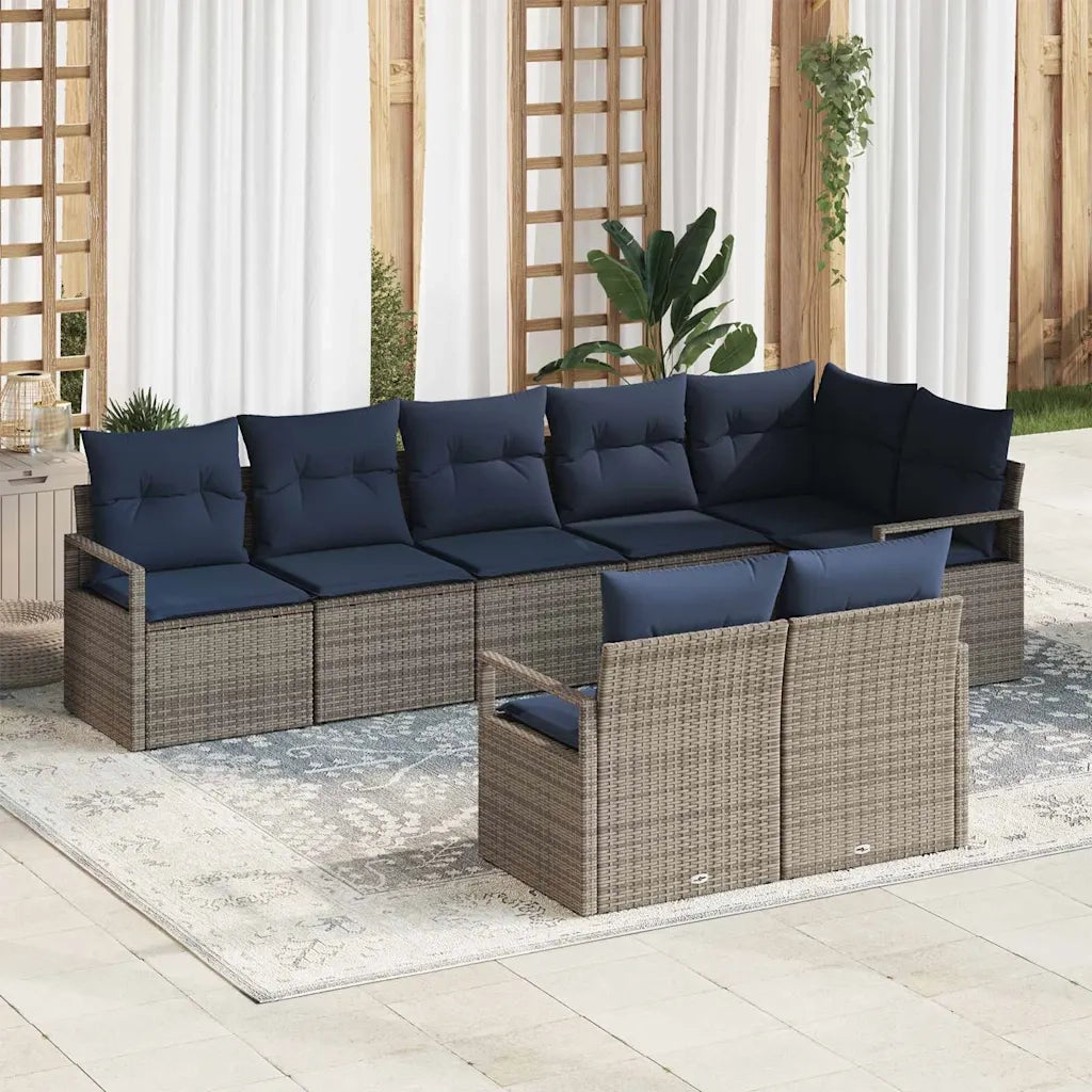 Set di divani 8 pcs Grigio polyrattan