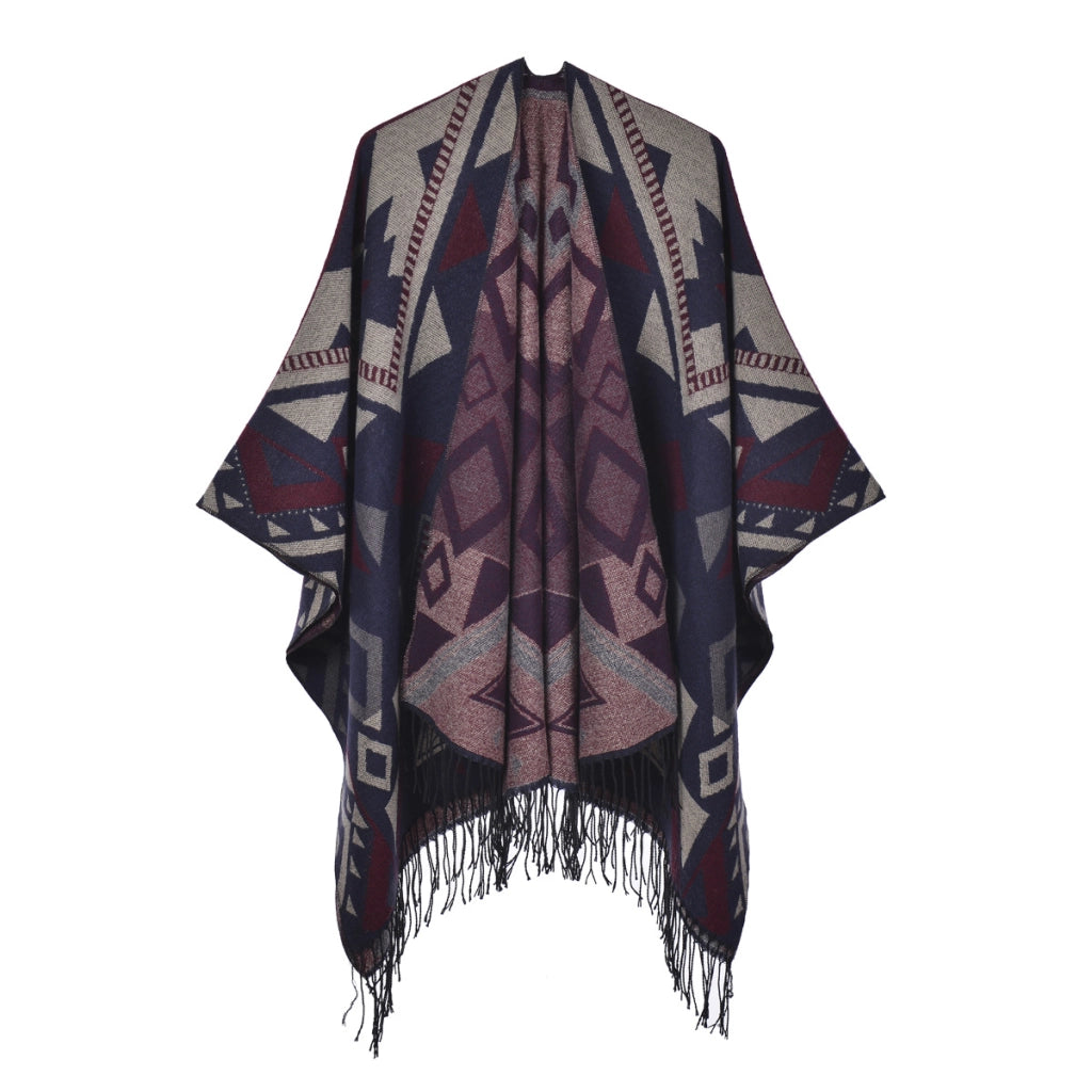 Nuovo scialle da donna in cashmere con spacco e nappe boh¨¦mien.