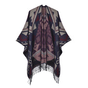 Nuovo scialle da donna in cashmere con spacco e nappe boh¨¦mien.
