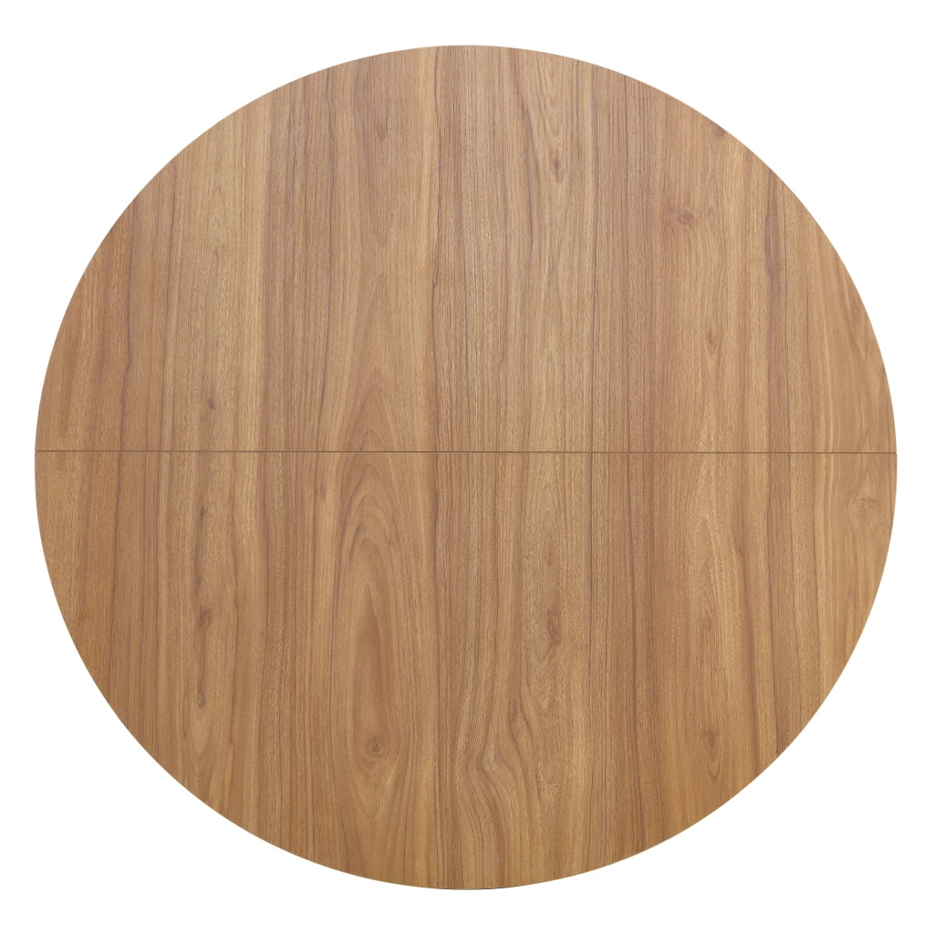 Tavolo da Pranzo Rotondo ¨C Xylo ¨C Noce MDF, Gambe Nere a X, 110 cm
