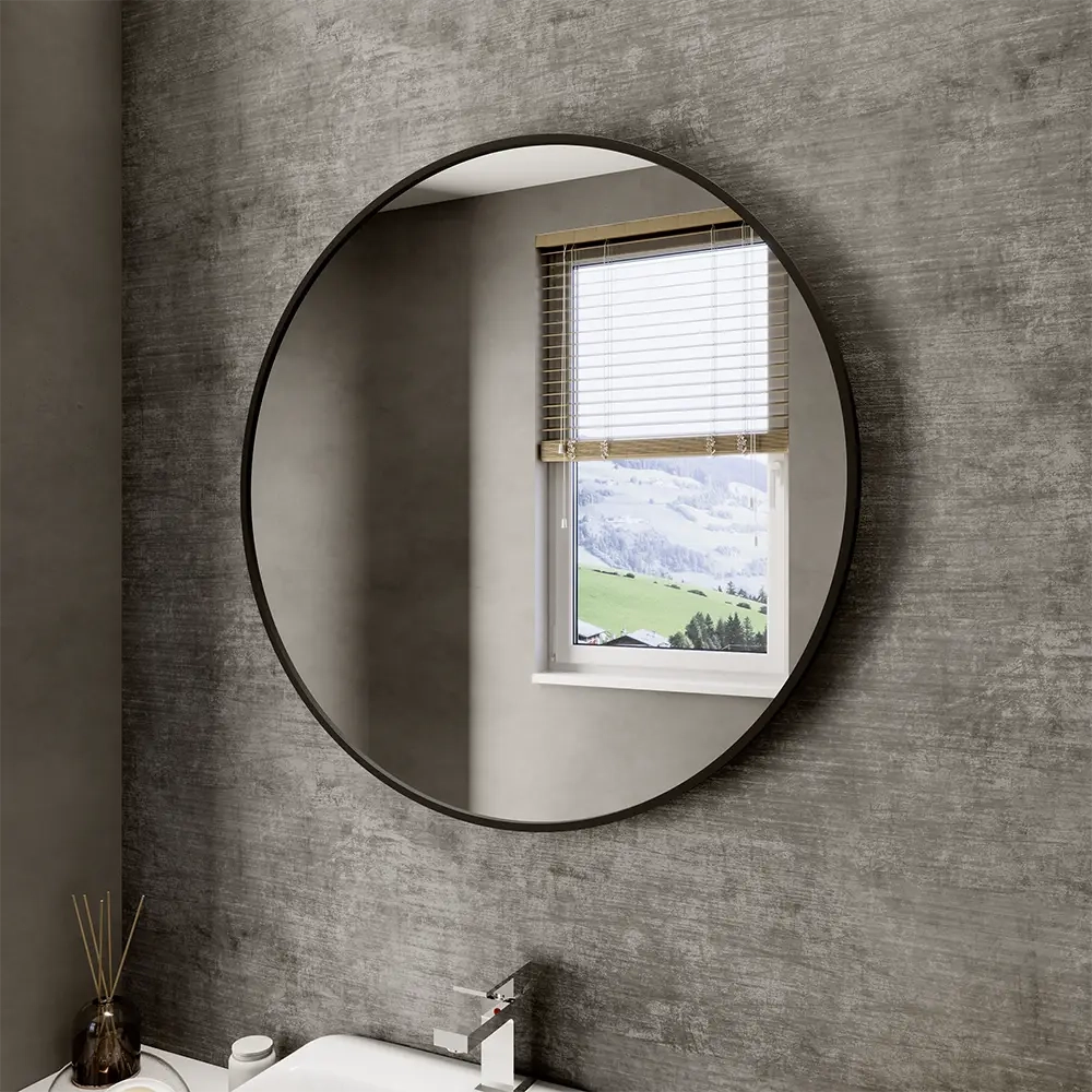 Specchio tondo Ø 100 cm con cornice nero opaco