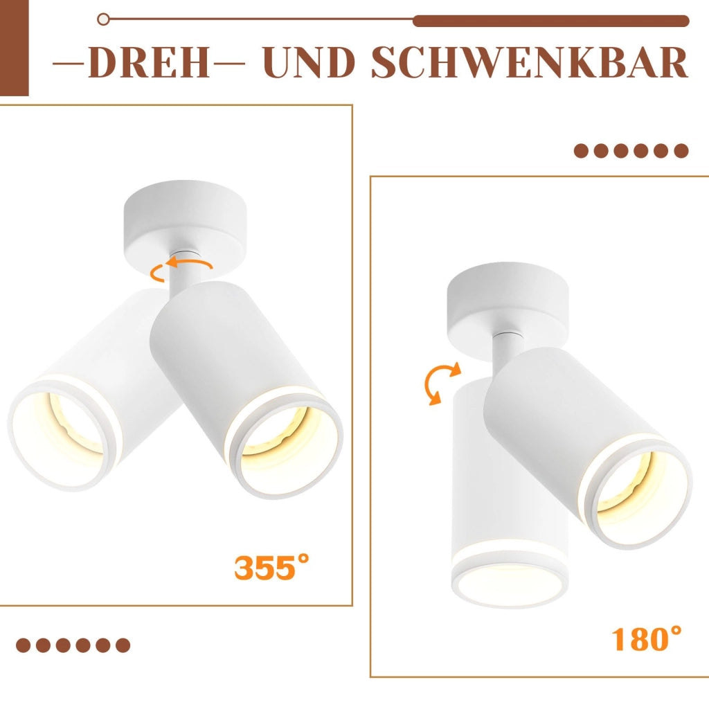 ZMH Faretto da soffitto bianco 1 lampadina moderna GU10 orientabile interno in metallo