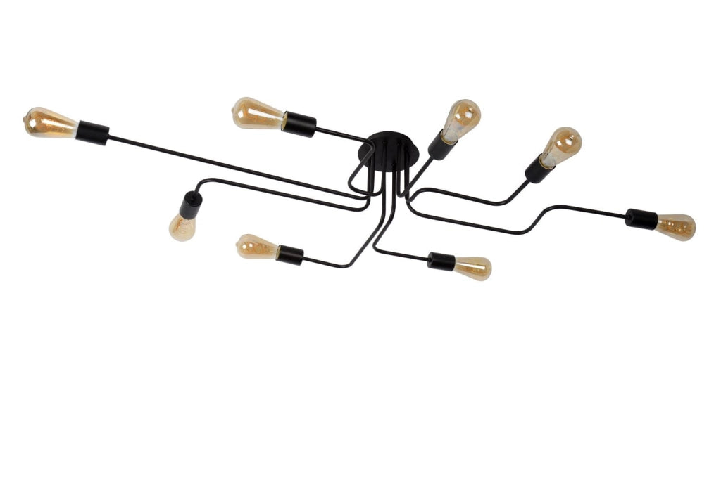 Lampadario Lucide Lester nero 8xE27 dimmerabile metallo