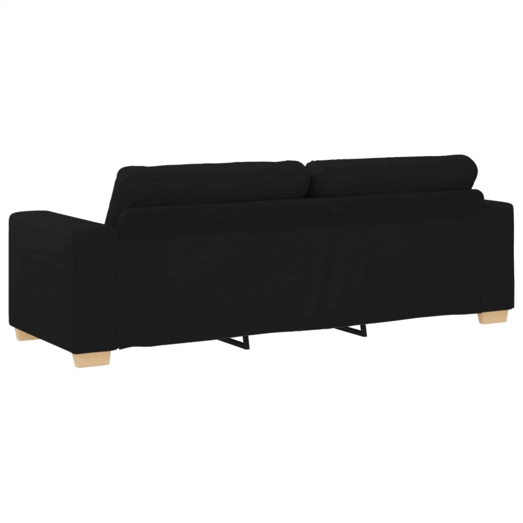 Divano 3 pcs Nero 221 x 80 x 80 cm Tessuto misto lino 3324630