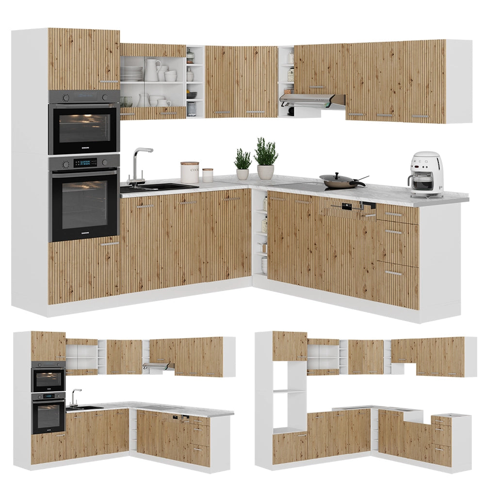 Vicco Cucina angolare completa Rovere artigianale/bianco 237 x 247 cm , PL Antracite
