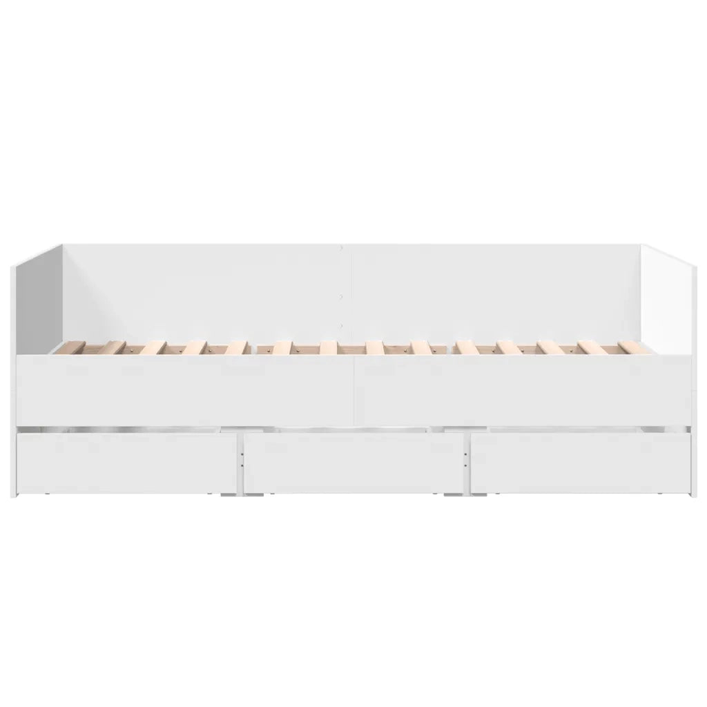 Divano Letto con Cassetti senza Materasso Bianco 75x190 cm