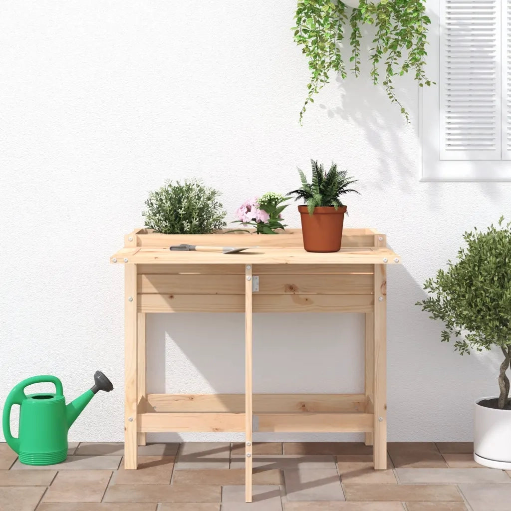 Fioriera da Giardino con Piano Pieghevole Legno Massello Pino 825121