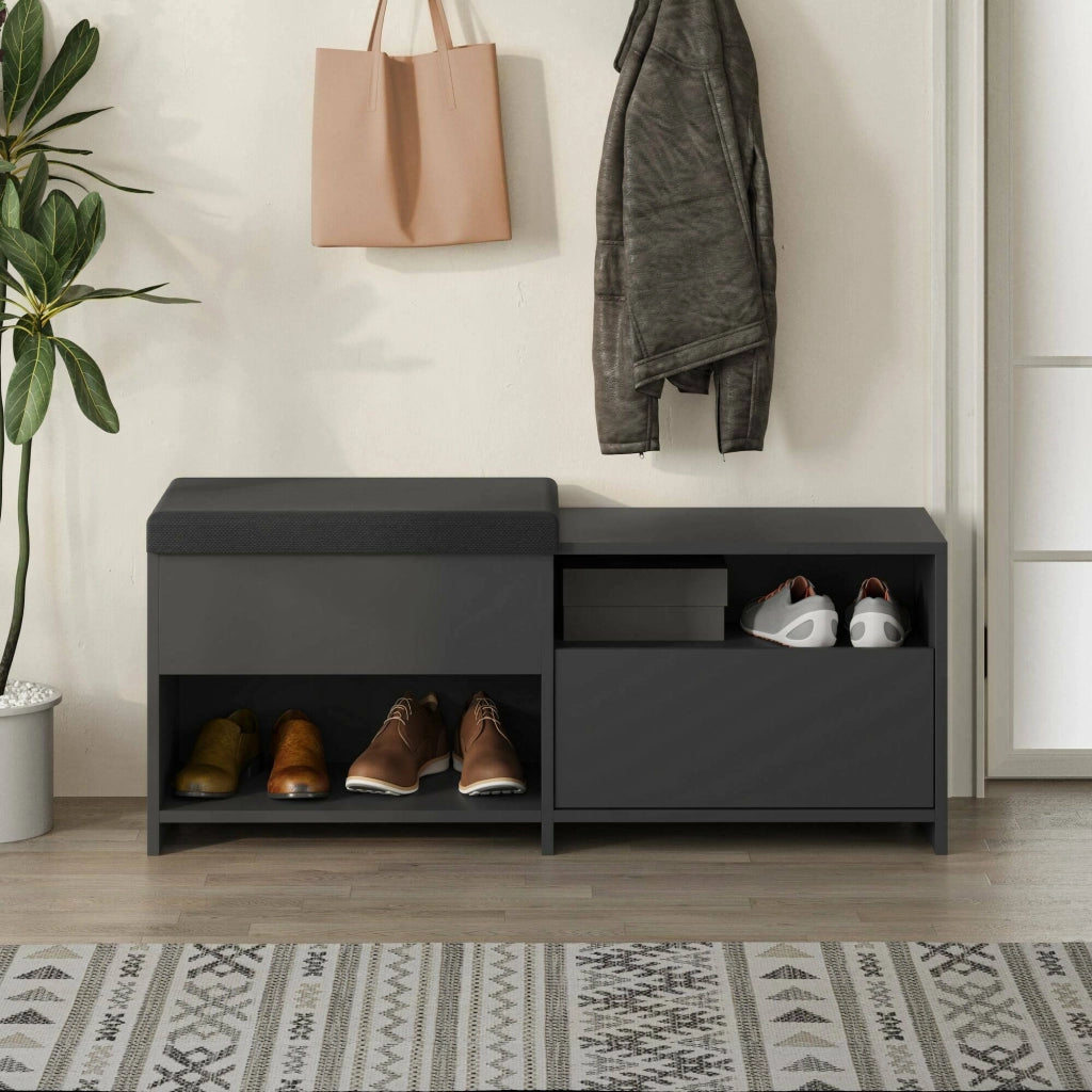 Mobile Portascarpe Nuri, Scarpiera 8 Paia, 120x41x51h cm Nero Antracite