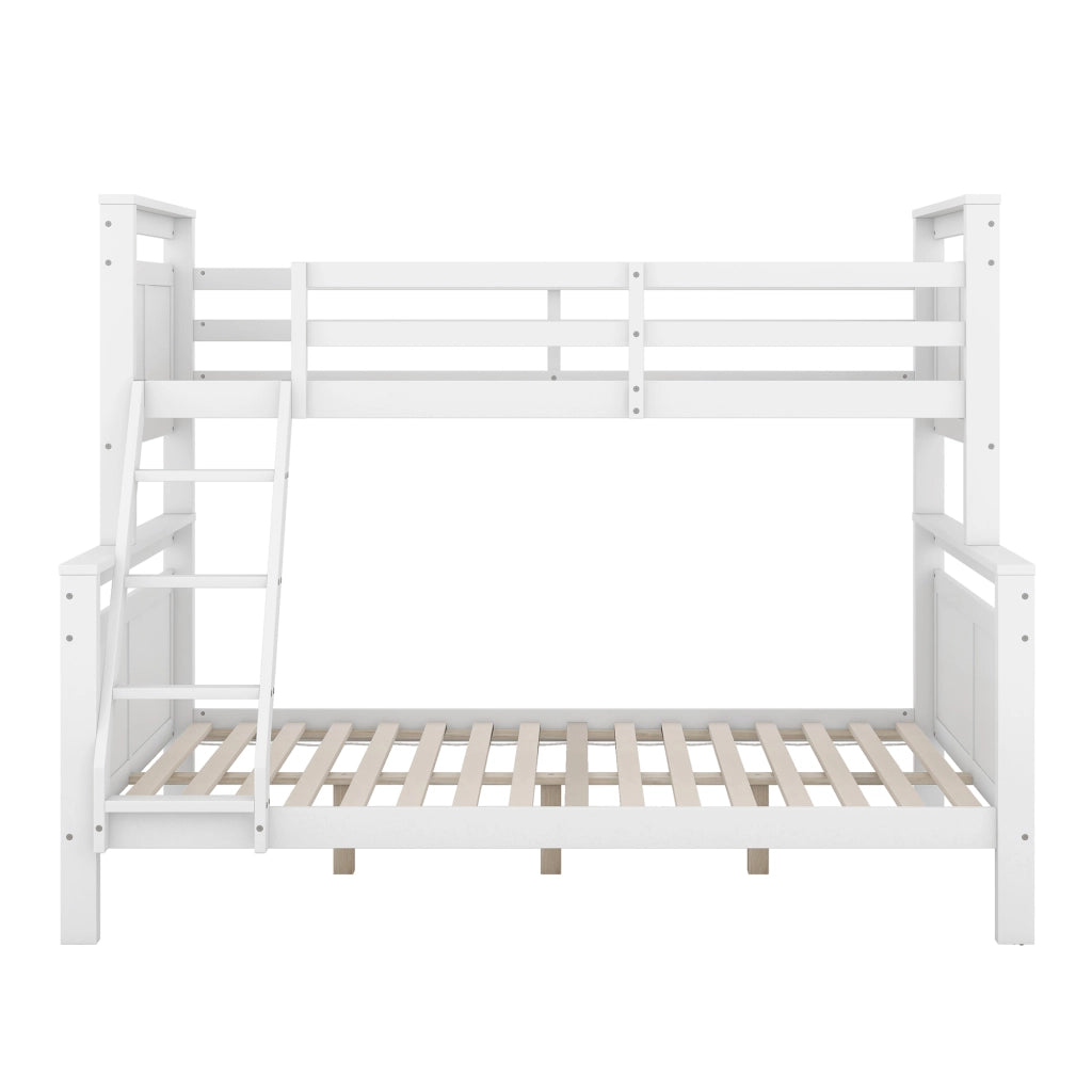 LETTO a castello con scala e sponde 90x200/140x200 cm legno bianco