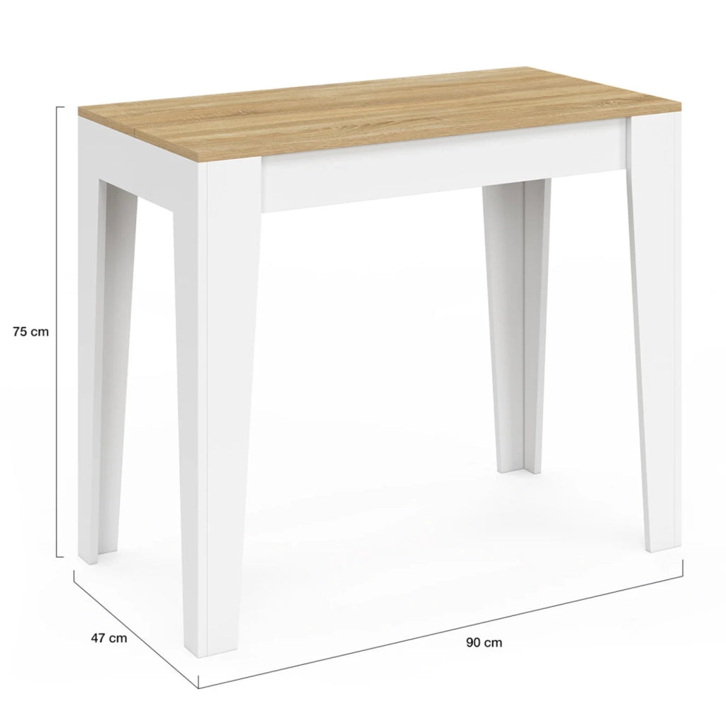 IDMarket - Consolle allungabile MICHEL, 10 posti, 235 cm, legno bianco e impiallacciato faggio