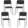 Set 4 Sedie Sala da Pranzo Moderno, Sedie da Cucina Accumulabili con Schienale Inclinato e Gambe Metalliche Robuste, Set di Sedie per Soggiorno, 48,5 x 44,5 x 81 cm (Nero)