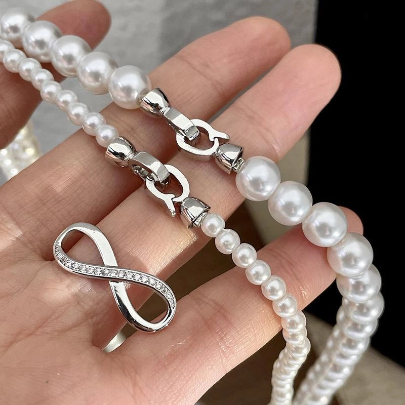 Collana doppia di perle staccabile, realizzata a mano, regalo di Natale o compleanno.