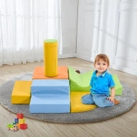 Set di 6 grandi blocchi per giocare e arrampicarsi, giocattolo educativo per bambini con scala e scivolo, Multicolore