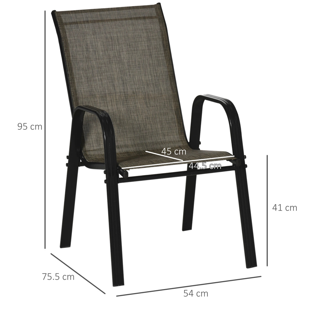 Sedie da Giardino Set 4 Pezzi in Metallo e Tessuto ¨C zephmum ¨C Marrone