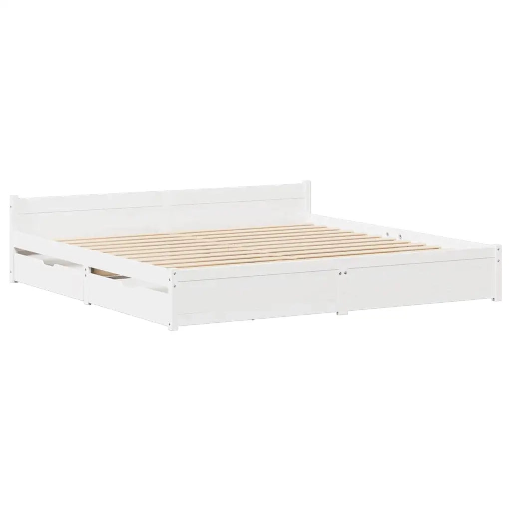 Letto senza Materasso Bianco 150x200 cm Legno Massello di Pino
