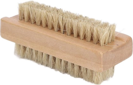 Borsetto di pulizia a doppia faccia per unghie e cuticola - Manicure pedicure spazzola per mano in legno.